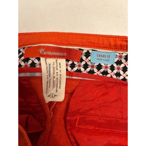 Anthropologie Cartonnier Charlie Crop Flare Pants Burnt Orange Size 4 - Picture 4 of 6